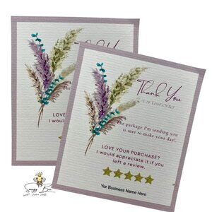 1x Watercolor Floral Review  Thank You Card, Customizable  Business Cards